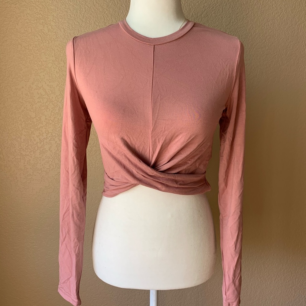 H&M Divided Long Sleeve Crop Top Pink Small